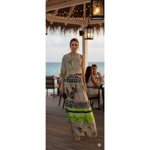 Roberto Cavalli, Silk Two-Piece Set, Maxi Skirt Set, IT 40, Made in Italy Resort